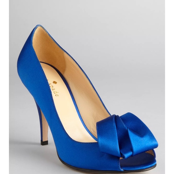 Kate Spade New York Peep Toe Blue Satin Pump Shoes Size 6. - Picture 7 of 7